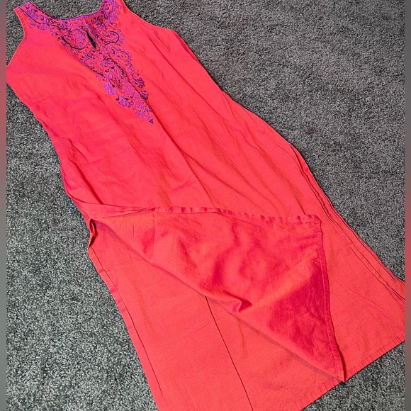 🔶 Orange Cloth Dress with Purple Embroidery 💜 - Picture 5 of 6